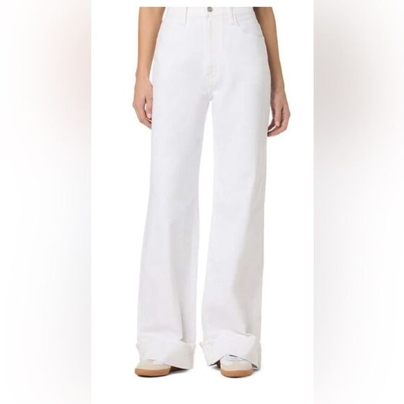 Hudson Jeans NEW Women's White Jolene High-rise Wide-leg Cuffed Jeans Size 29 - Picture 1 of 12